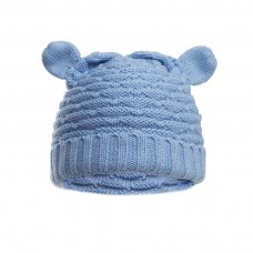 H710-B: Blue Cable Knit Hat w/Ears (0-12 Months)